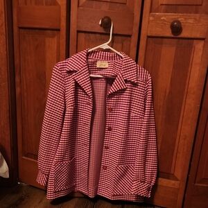 Women's Red/White Checkered Blazer